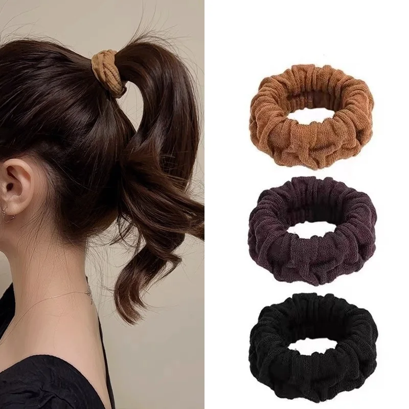 10 Pcs/Lot Women Girls Beige Black Nylon Basic Scrunchie Hair Tie Brown Ponytail Hold Hair Rubber Bands Headband Accessories