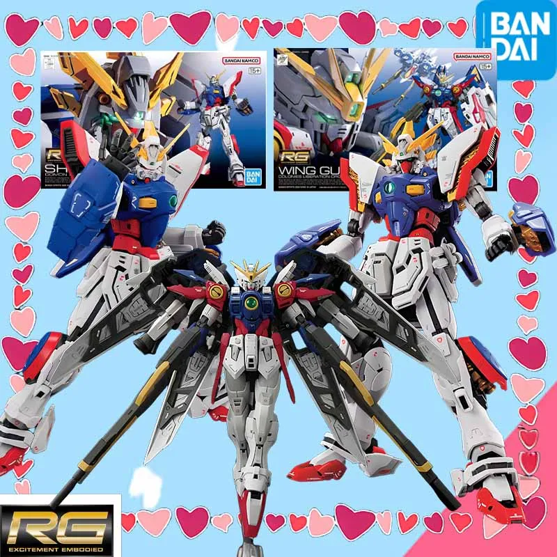 

High quality Bandai GUNDAM RG 1/144 WING GUNDAM ZERO SHINING GUNDAM Anime Action Figure Assembly Model Toys Collectible Model