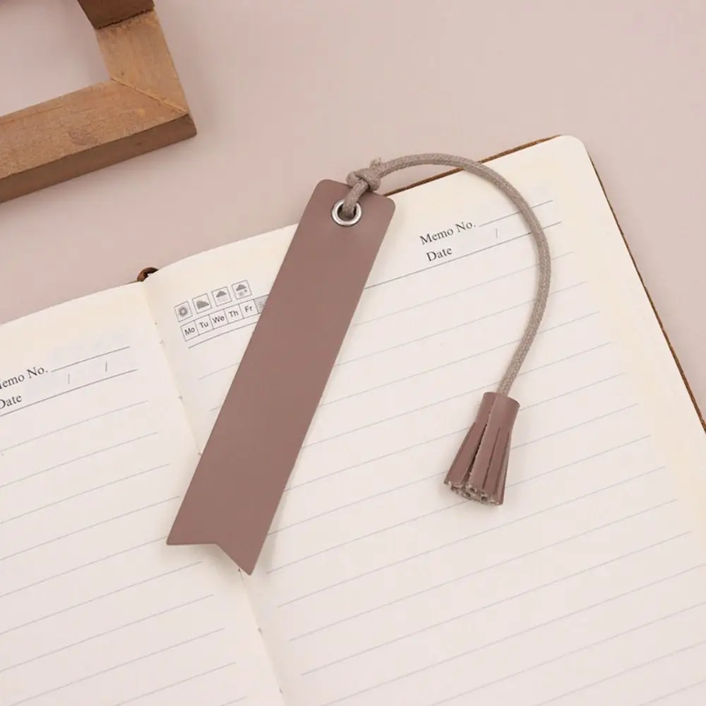 Reading Tassel Leather Bookmark Vintage Handmade Book Corner Page Marker with Hanging Rope Double Sided PU Bookmark School