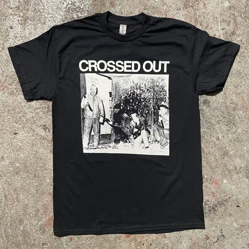 Crossed Out Power Violence T Shirt Vintage Grindcore Dystopia Mince Crust Punk