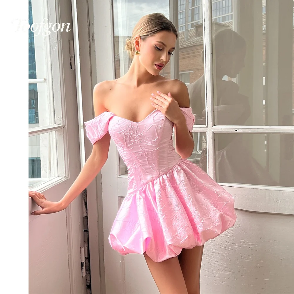 Toofgon Classic Mini Prom Dresses Pink Satin Dropped Formal Homecoming Gowns Women's Party Girl Graduation Dress Customized