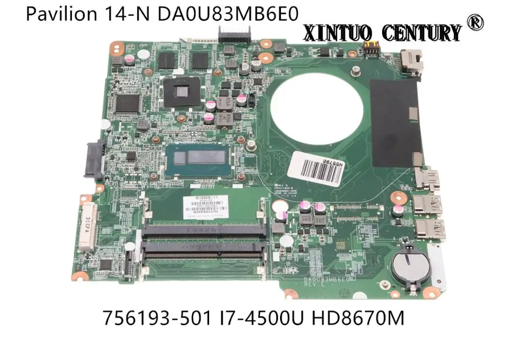 

756193-501 756193-001 для материнской платы HP Pavilion 14-N DA0U83MB6E0 W/ SR16Z I7-4500U CPU HD8670M GPU 100% протестированная работа
