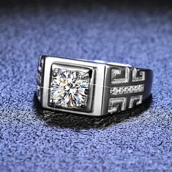 18K gold moissanite PT950 platinum D color VVS1 diamond ring simple and elegant men's ring wedding ring souvenir