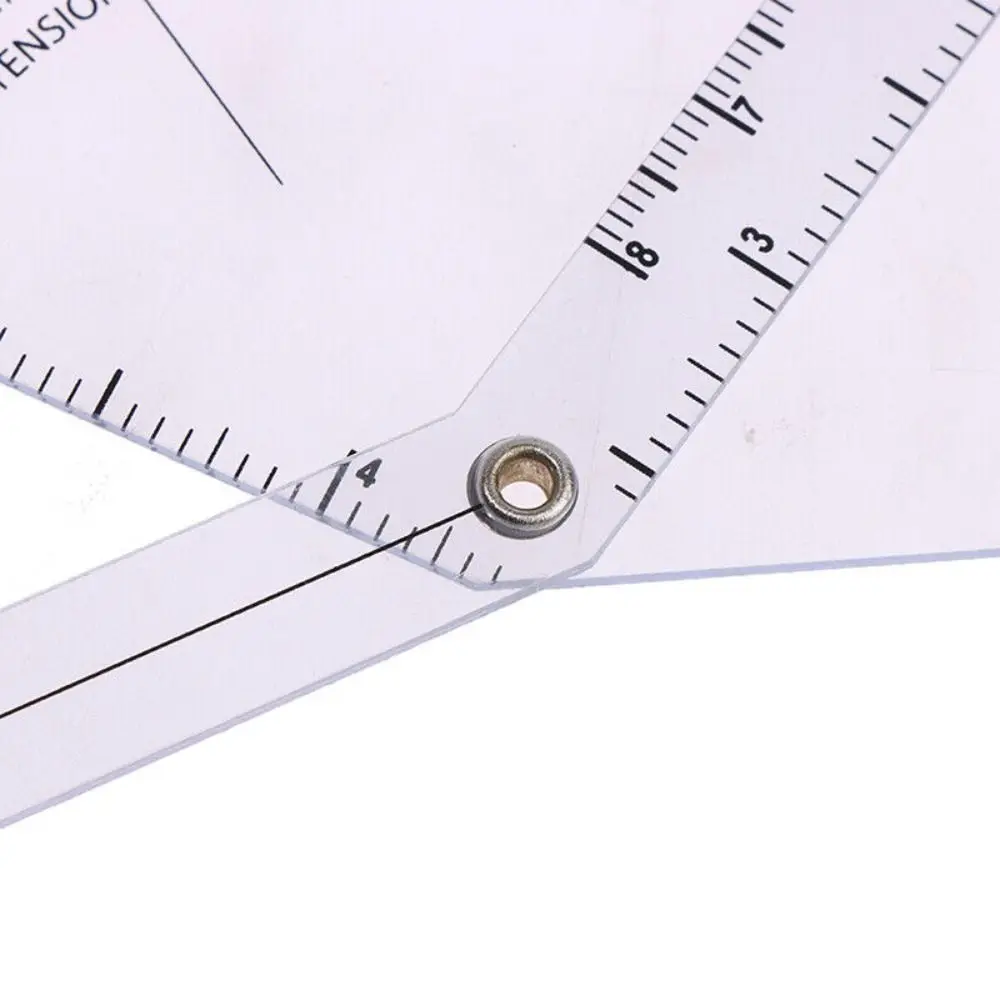 3 قطعة شفافة المهنية 180 درجة المنقلة إصبع الزوايا زاوية حاكم العمود الفقري حاكم #2