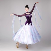 Women Modern Dance Competition Dress 2025 New Velvet Waltz Dress Elegant Party Tango Ballroom Performance Clothes Stage Wear