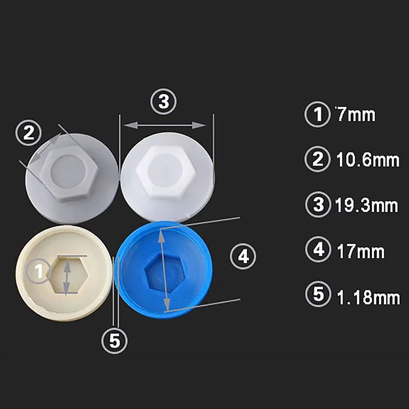 50/100/200/500pcs 5.2mm Outer Hexagonal Self-Drilling Screw Waterproof Cap Plastic Screw Protective Cover Anti-rust Cap