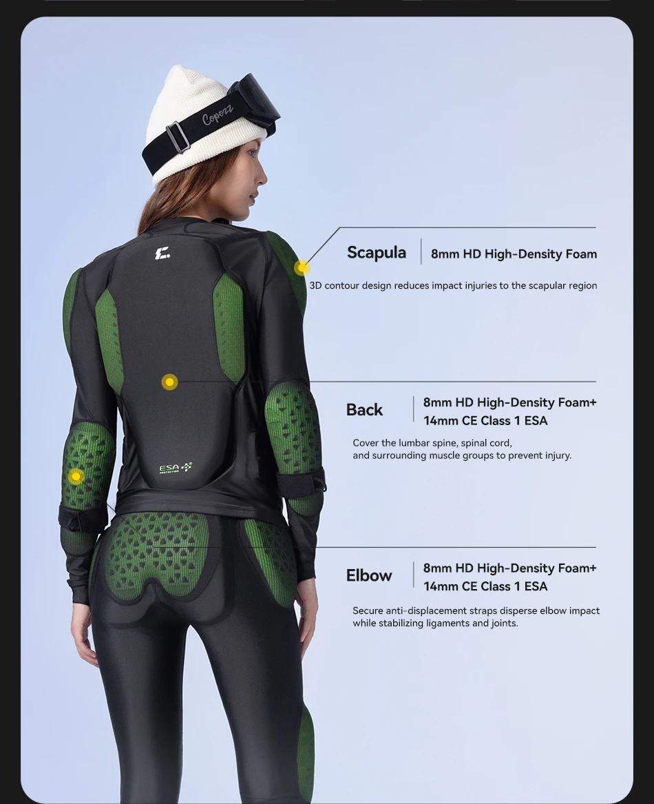 COPOZZ ESA Anti-Kollisions-Rückenbrust-Schlagschutz, Motorrad-Innenjacke, Kleidung, Ganzkörper-Ski-Rüstung, Schutzhose – Detail 12