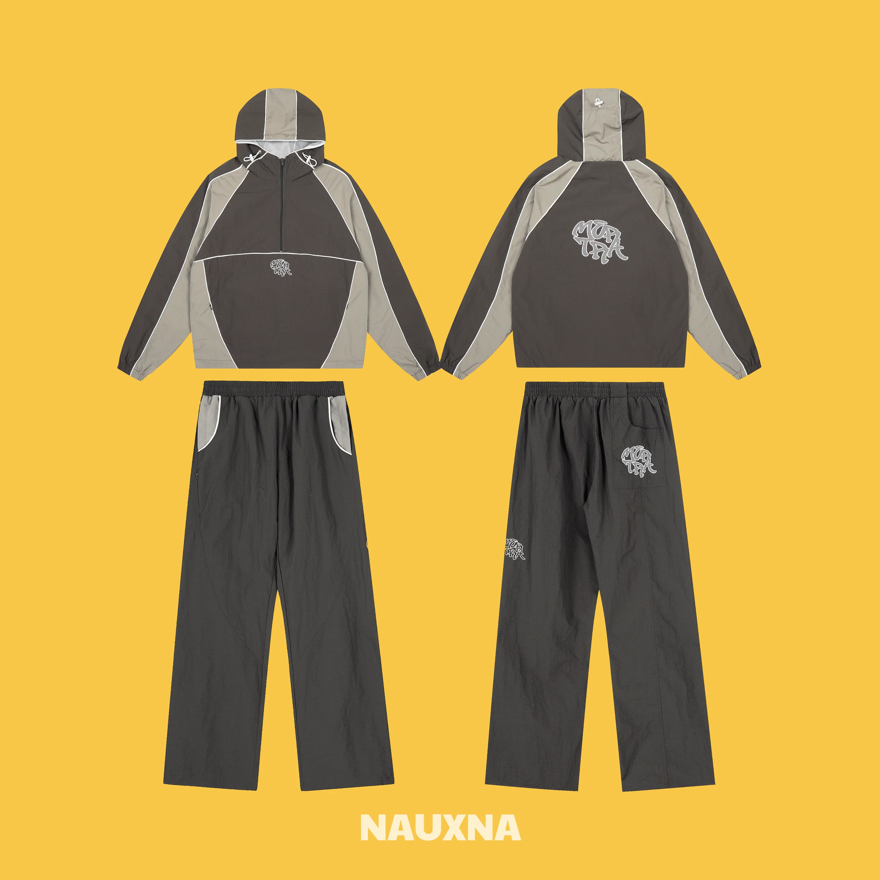 

Mertra American Spliced Letter Foam Casual f Zipper Windbreaker Jaet Cuffed Pants Men Women Set Faionable Youth Cotton...