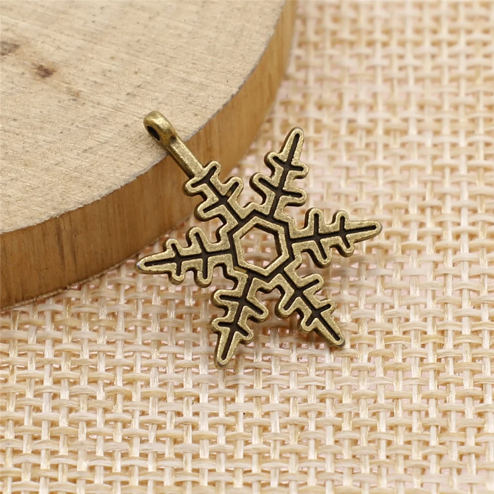 WYSIWYG 10pcs 23mm Snowflake Charms Antique Bronze Color Charms For Jewelry Making Jewelry Findings