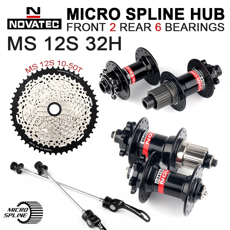 

Novatec-Micro Spline Cube for Bicycle MTB Hub, 6 Claws, 32 Holes, Boost Thru, QR Bicycle Hub K7, 10-50T, 52T, 12 Speed for M6100