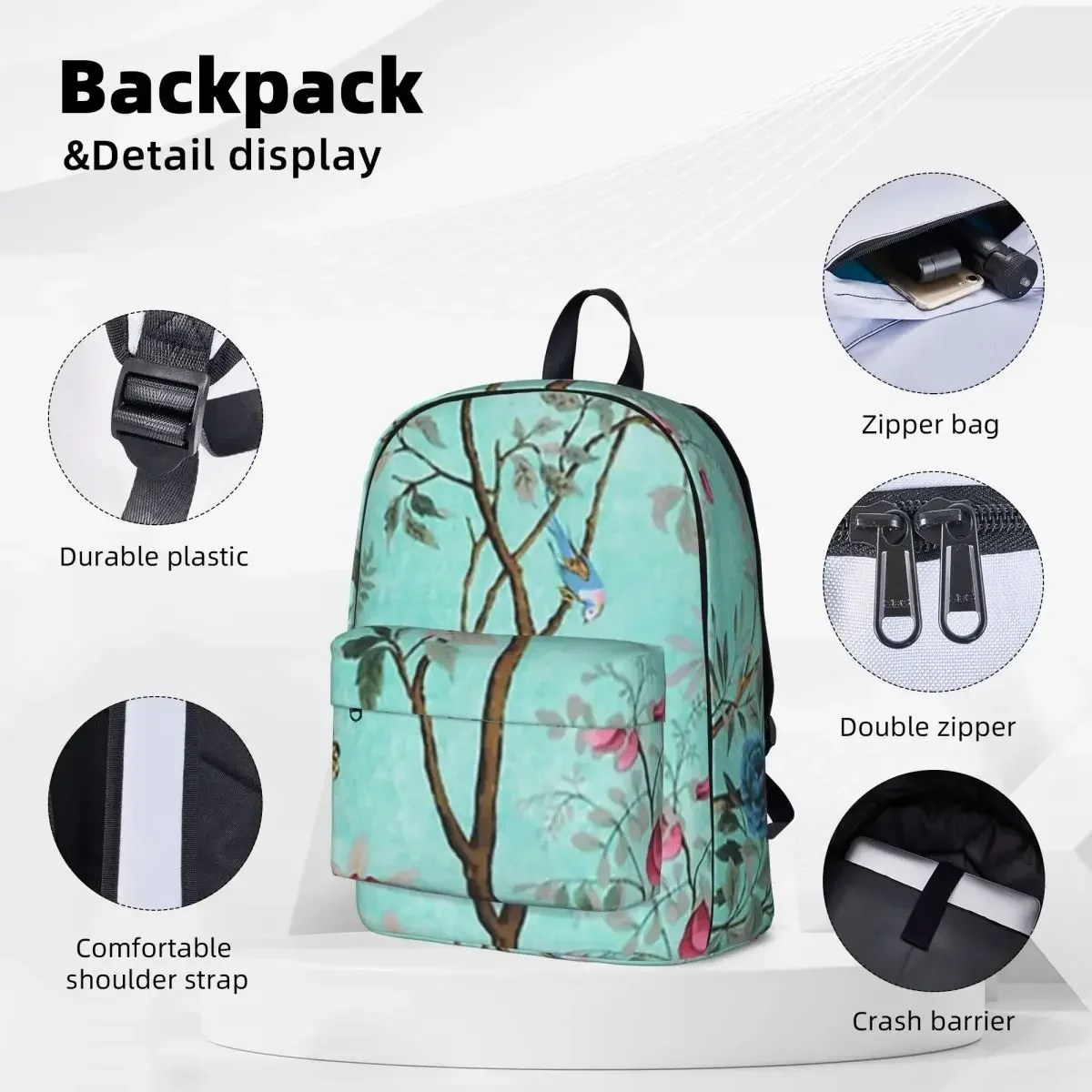 Chinoiserie ransel wanita tas buku anak laki-laki perempuan tas sekolah pelajar mode tas bahu ransel Laptop portabilitas