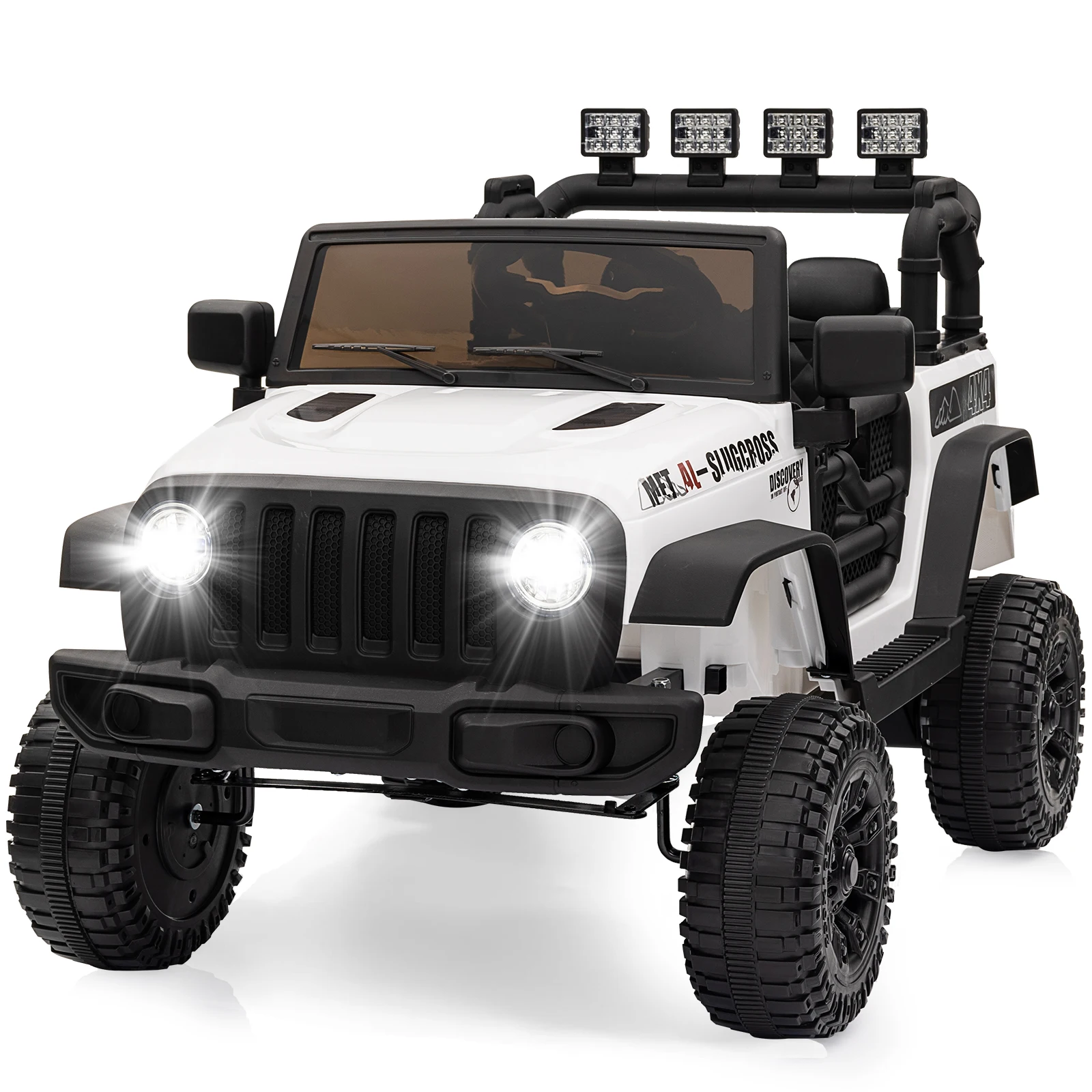 Ride on Truck Car 12V Kids Electric Vehicles with Remote Control, 2 Speeds, Spring Suspension, LED Headlight, Bluetooth, Music