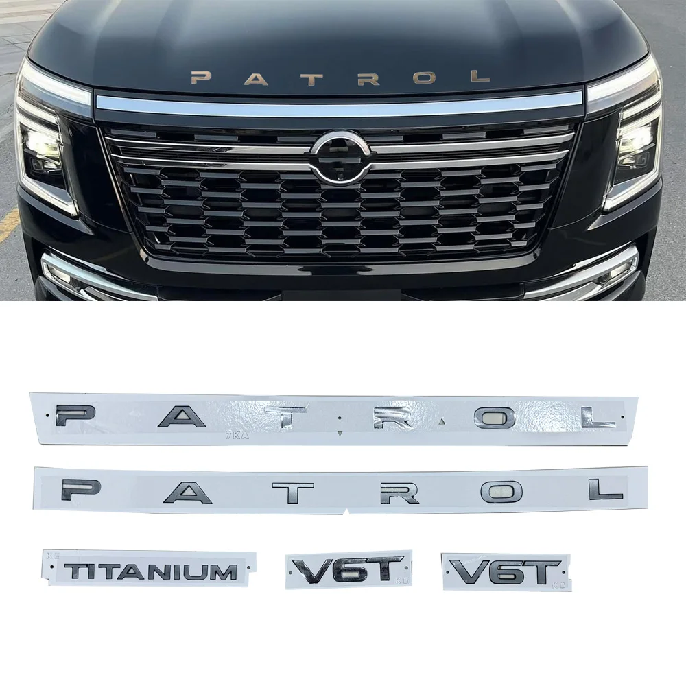 

Chrome/Gray Front Hood Rear Trunk Emblem Side Sticker Logo Fissan Patrol 2025 Y62 Accessories