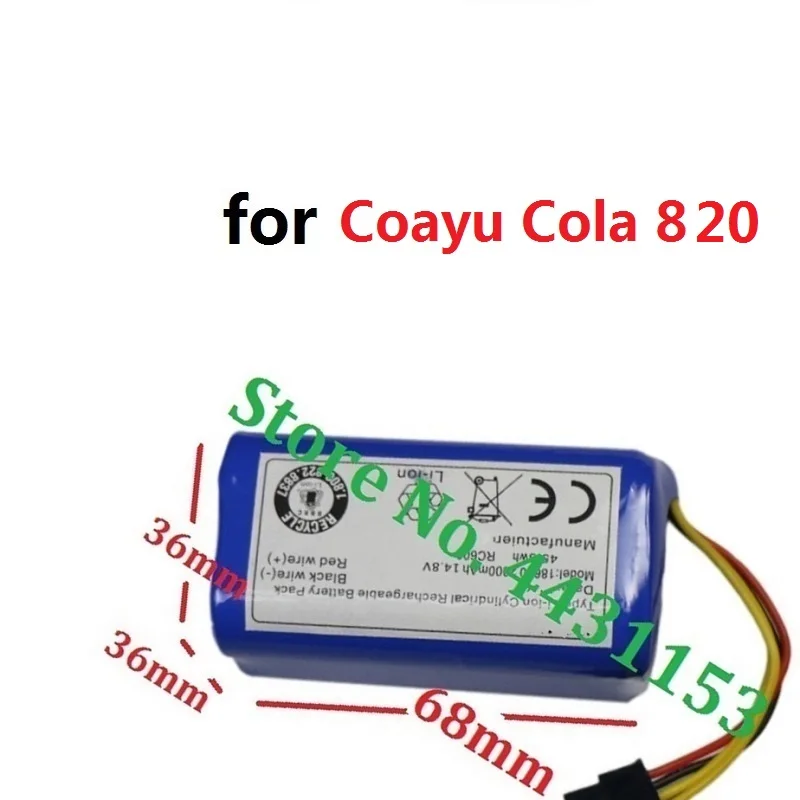 Battery For Coayu Cola 820  Robot Vacuum Cleaner Cola820 C820 New Li-Ion 18650 14.4V 14.8V 2800mAh