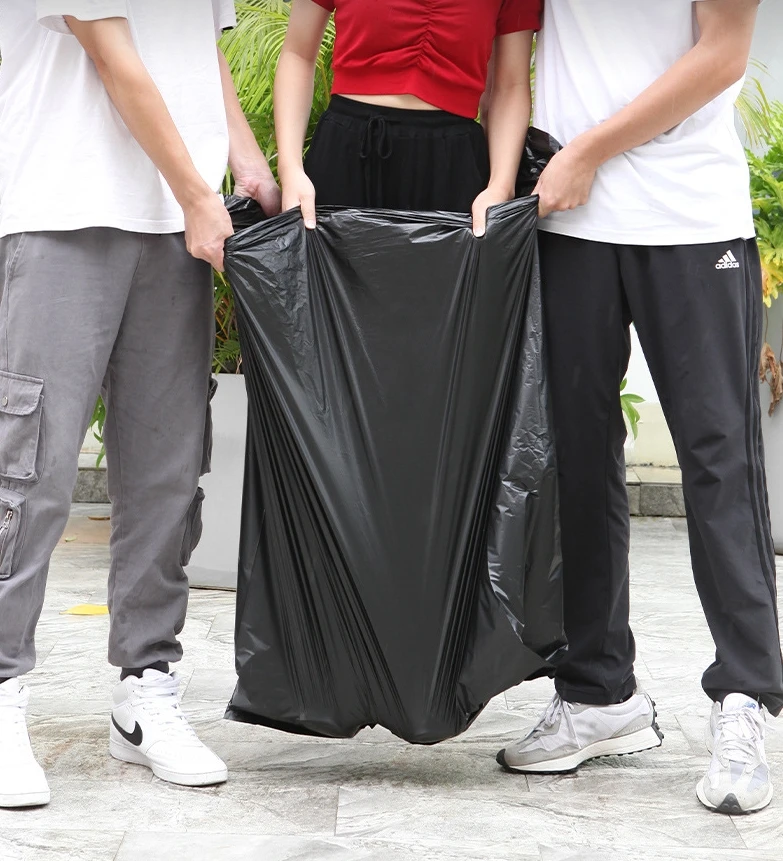 100PCS Large Garbage Bag Thick And Oversized Black Hotel Property Oversized Plastic Bag Disposable Flat Mouth Home Furnishing