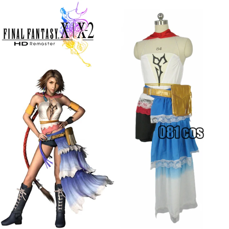 

Game Final Fantasy X FFX -2 Yuna Cosplay Costume Yuna Any Size Halloween Pretty Suit Girl Dress Sexy Unniform Custom Made