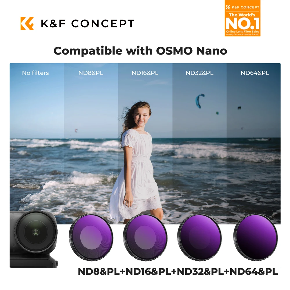 

Комплект фильтров K&F Concept ND&PL для DJI Osmo Nano, ND8&PL, ND16&PL, ND32&PL, ND64&PL, поляризационные фильтры нейтральной плотности