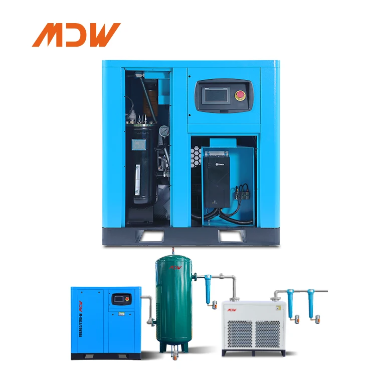 High Quality 30kw/40HP Oil-less Motor Stationary Industrial Screw Air Compressor PLC AC 380v 50/60Hz Factory Low Price