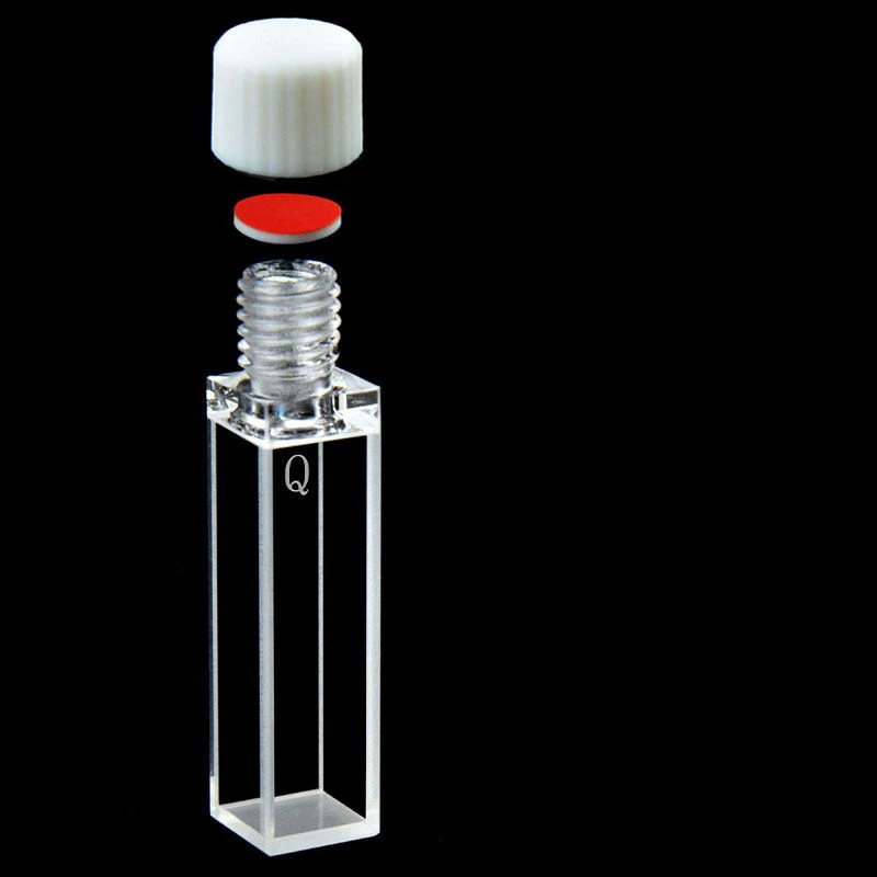 Quartz threaded colorimetric dish 10mm with good sealing, four-way light transmission UV sealed colorimetric bottle