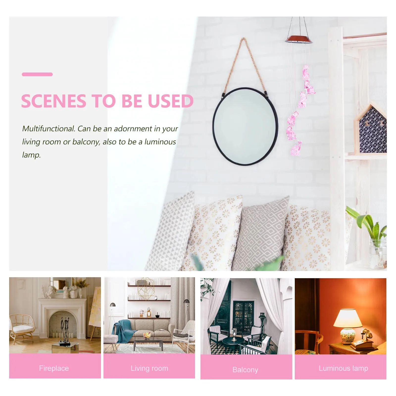 

1pc Wind Bell Lamp Solar-Charging Decorative Light For Balcony Home Decor Hanging Pendant Outdoor Indoor Creative Gift