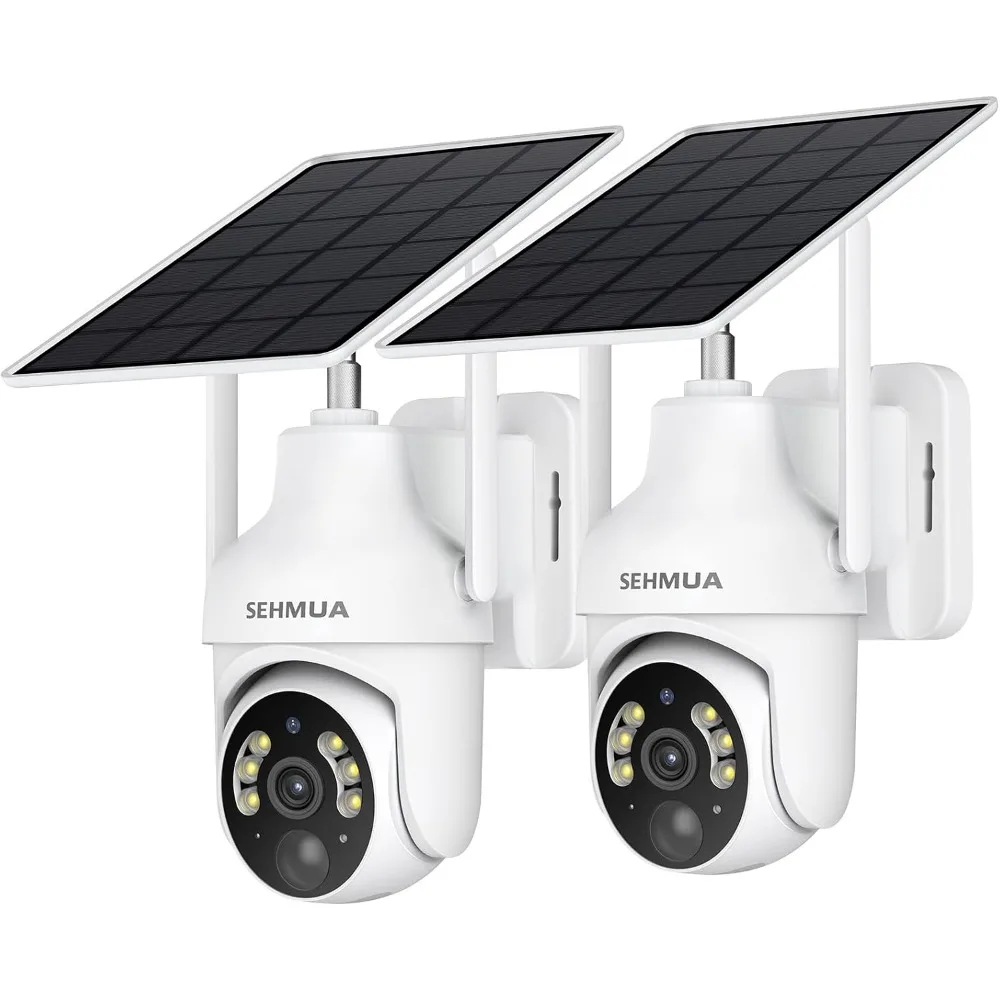 Wireless Outdoor Security Cameras, 2 Pack 360 View with Pan/Tilt WiFi, Night Vision, Easy Install, PIR Alarm, 2-Way Audio