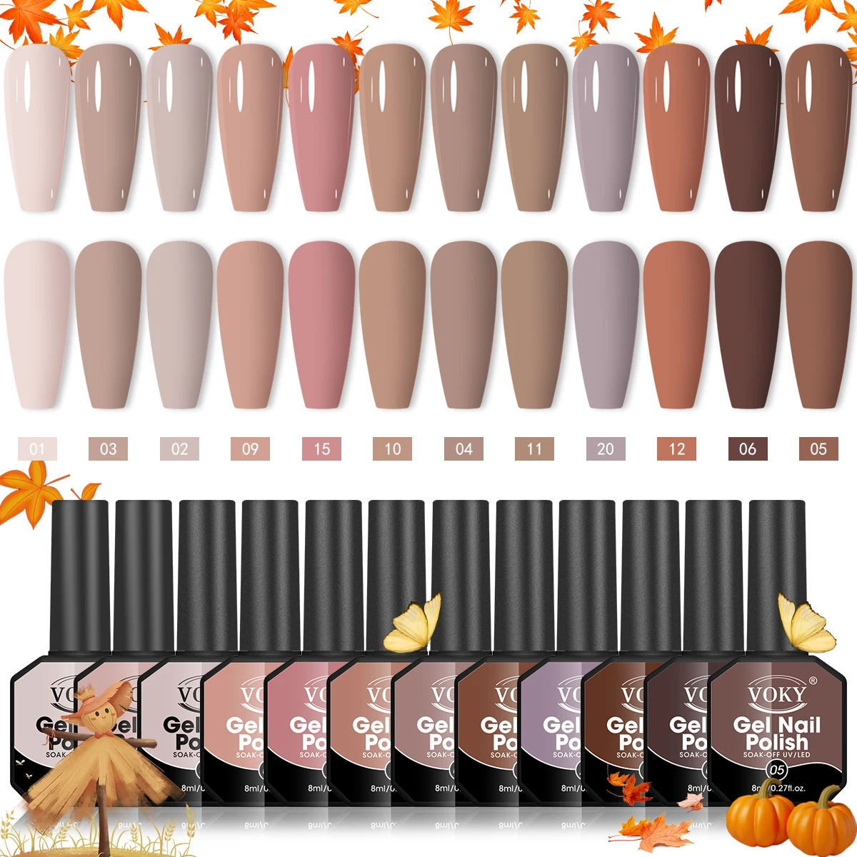 

Набор гель-лаков для ногтей VOKY, 8 мл, 12 предметов — высоконаправленный светодиодный цветной гель, подходит для женского профессионального лака для ногтей