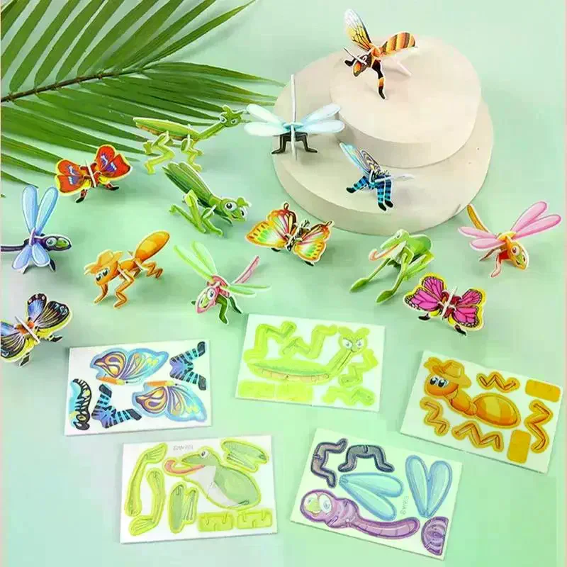 3D Dinosaur and Insect Marine Theme Puzzle Set Kids Educational 30Pcs Paper Jigsaw