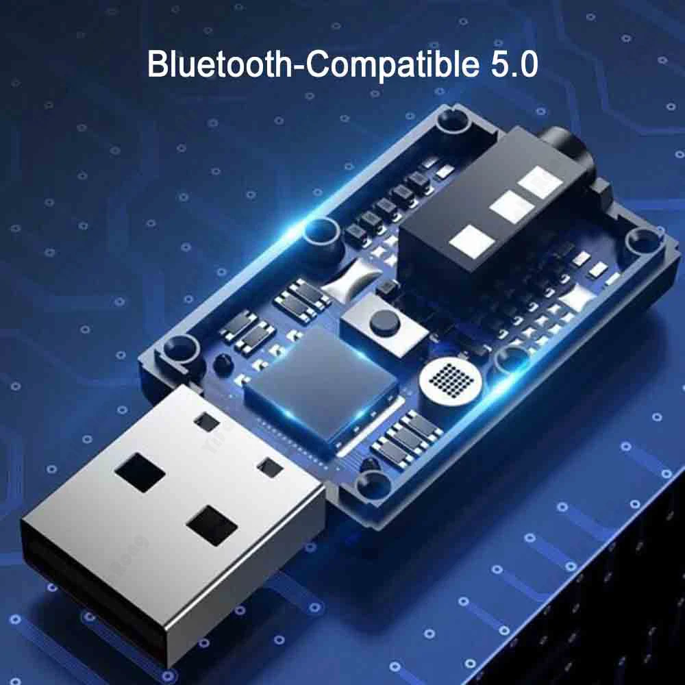 USB Wireless Transmitter Receiver 5.0 Bluetooth-Compatible Adapter 2 in 1 Music Audio For PC TV Car Hands-free 3.5mm AUX Dongle