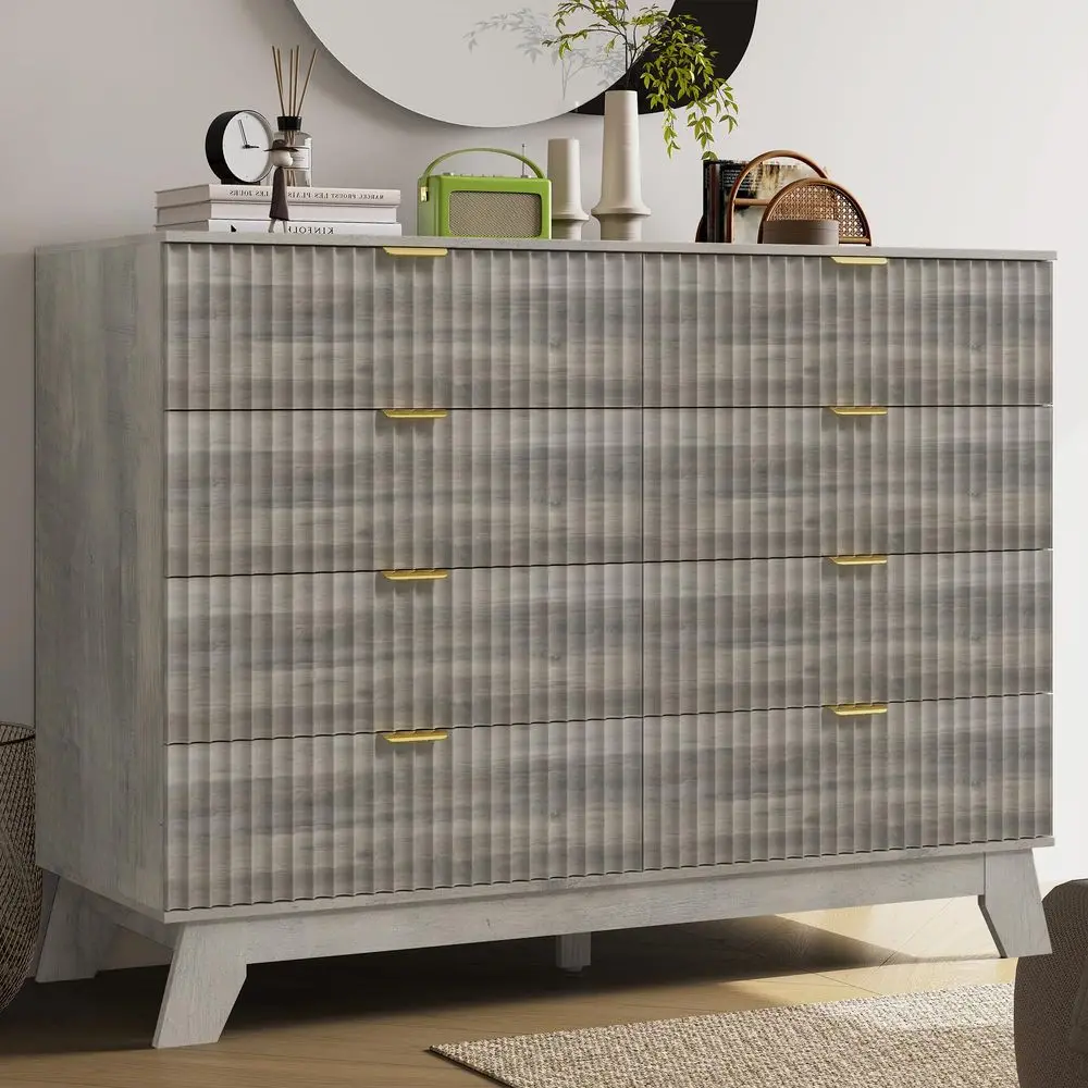 

Dresser for Bedroom, 8 Drawer Dressers amp Chest of Drawers, Mid Century Modern Dresser for Closet Boho Bedroom Furniture, Natu