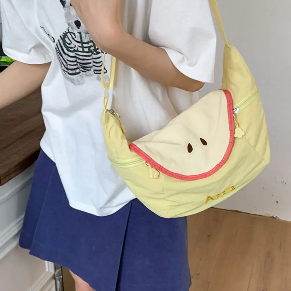 

Korean Style Nylon Shoulder Bag Large Capacity Lightweight Cloth Messenger Bag Creative Tote Bag Fruit Shape Crossbody Bag