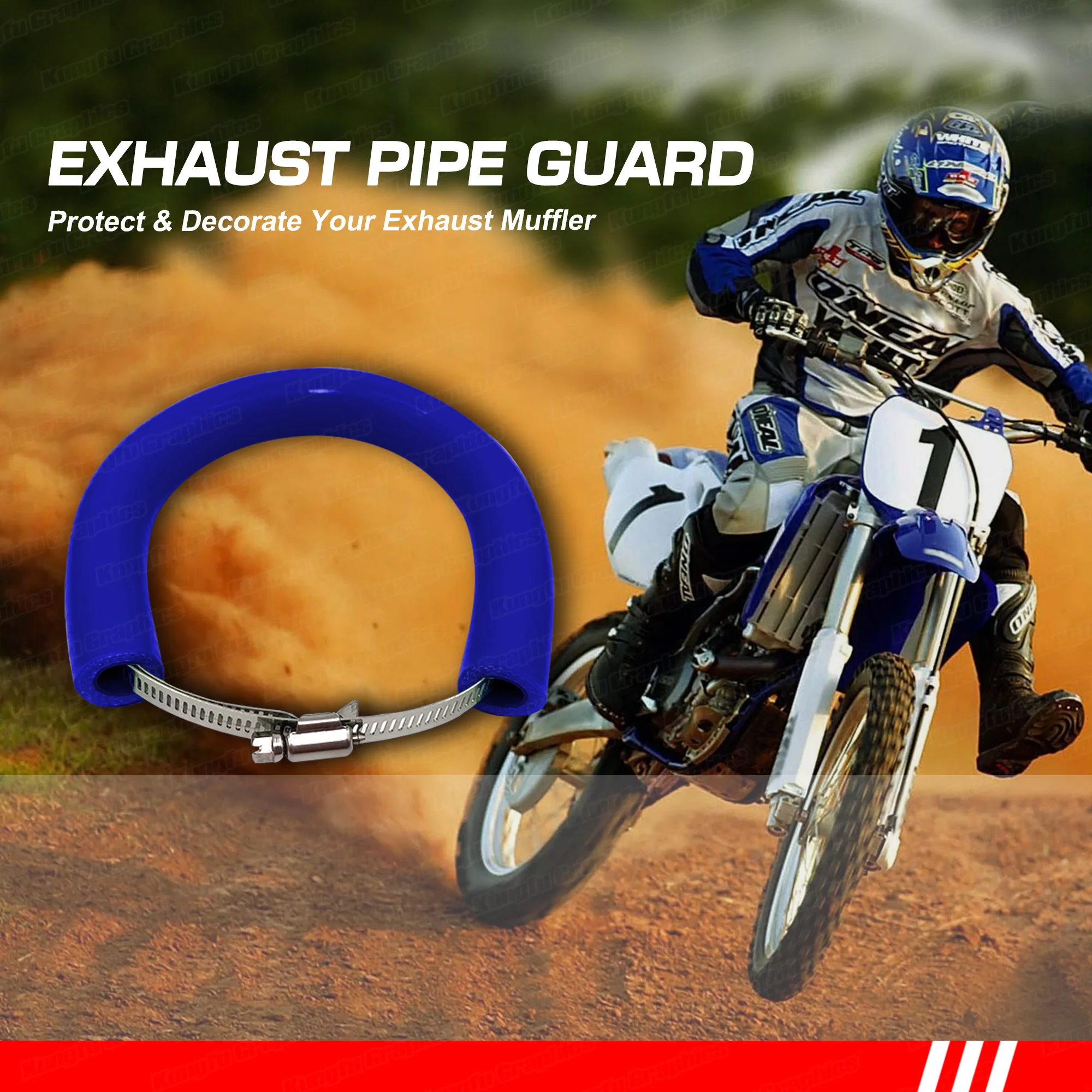 

Защита от столкновений выхлопной системы мотоцикла, зажим для теплового экрана, может защита MX, эндуро, мотокросс, супермото, Dirtbike, синий