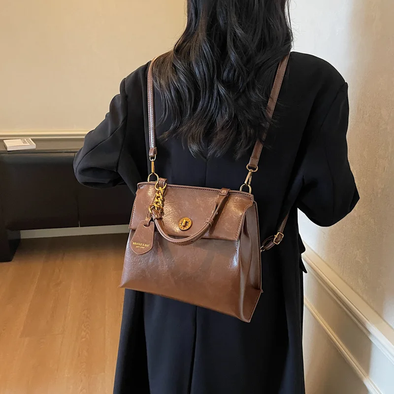 

College Style Retro Women's Backpack Autumn and Winter New Soft Surface Large Capacity Handbag College Student Class Backpack