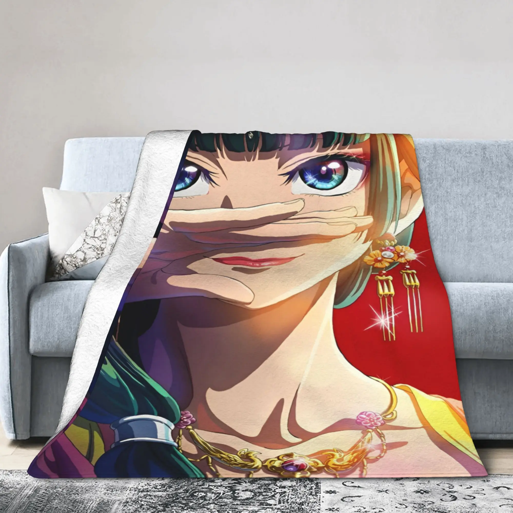 Maomao Anime Blanket Coral Fleece Plush The Apothecary Diaries Portable Lightweight Thin Throw Blanket for Bedding Car Bedspread