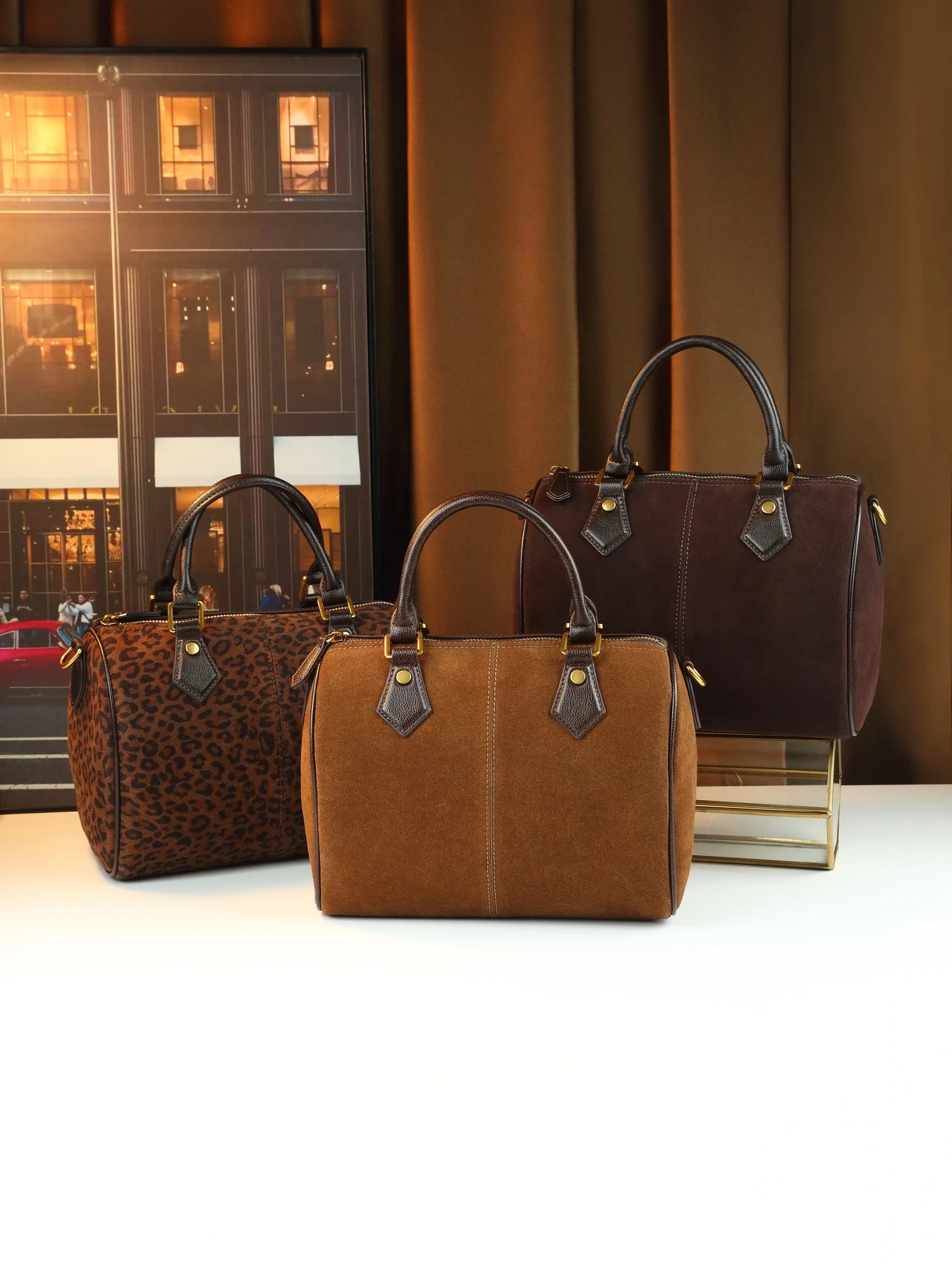 

Корейская женская сумка-подушка в тон в стиле ретро, универсальная сумка через плечо, сумка-мессенджер Boston, коричневая