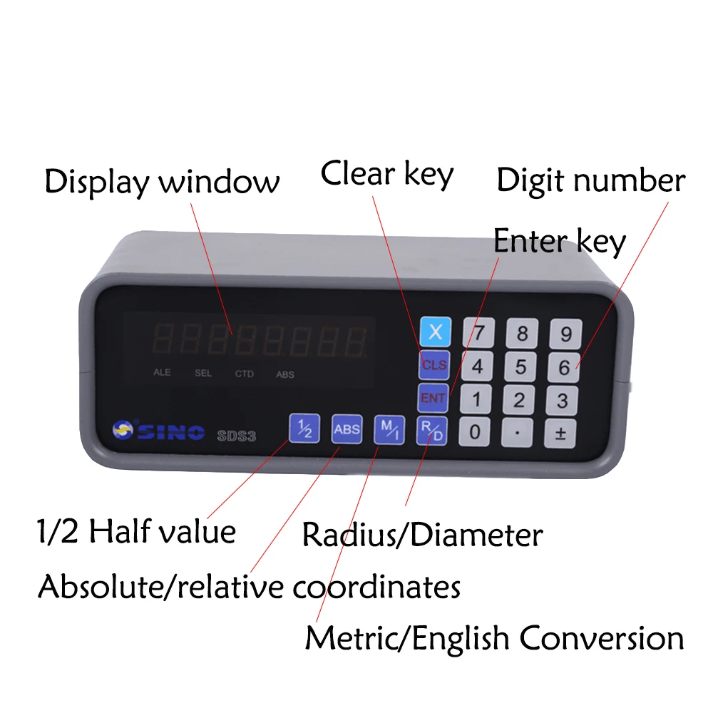 SINO Single Axis DRO SDS3 Digital Readout Display with KA300 Linear Scale Unit 0.005mm