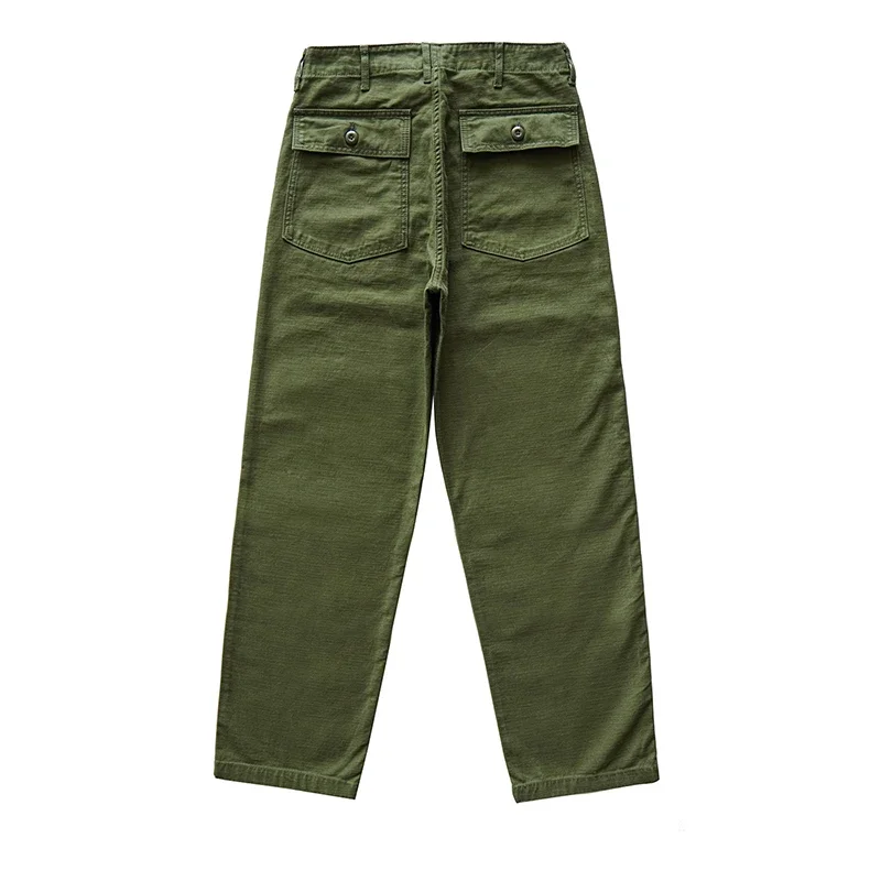 SauceZhan OG107 Fatigue Utility Pants Classic Olive Sateen Men's Baker Pants Satin Cotton Original Loose Fit