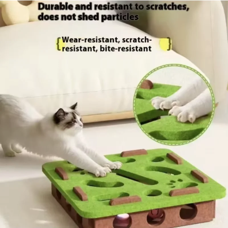 

Interactive Cat Toy Maze Game Teasing Kitten Pet Puzzle with Bell Balls Funny Dig Hole Box Felt Tunnel Self-Entertaining Tool