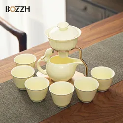 BOZZH Chinese Tea Set Ceramics Tea Cup Set Magnetic Induction Brewing Infuser Teapot Classical Kung Fu Tea Set Office Fine Gift