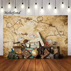 Mehofond Photography Background Around World Map Adventure Airplane Kids Birthday Party Cake Smash Decor Photo Backdrop Studio