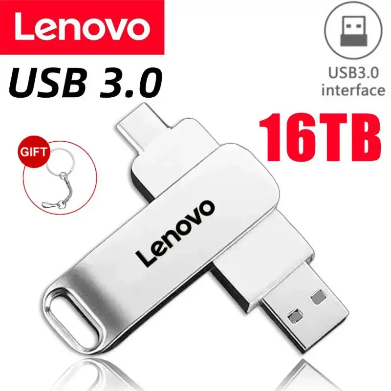Lenovo 16TB 3.1 USB Flash Drive Metal High-Speed Pen Drive 2TB 1TB Waterproof Type-C Usb PenDrive For Computer Storage Devices