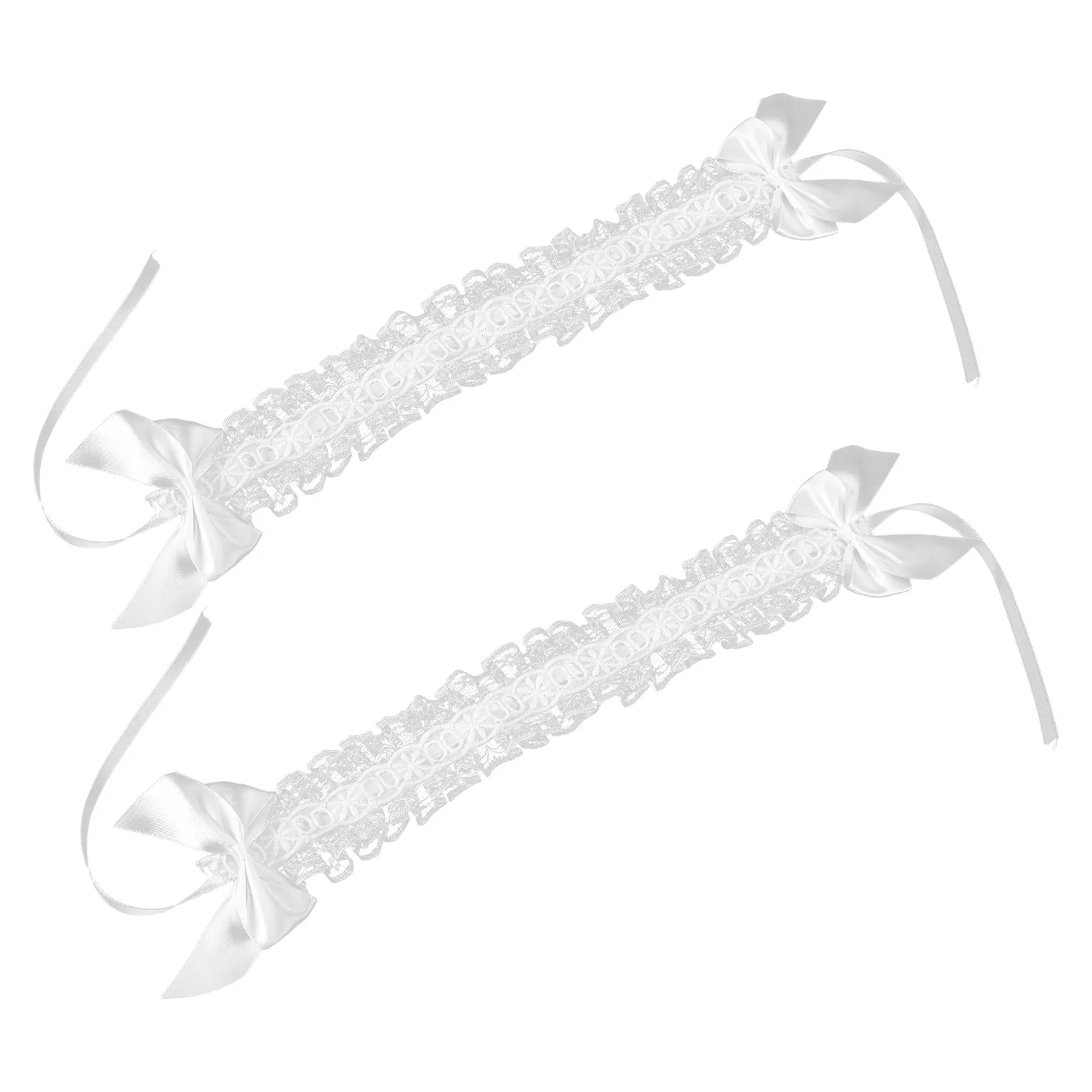 

2Pcs Lolita Lace Headband White Ruffled Vintage Design Elegant Cosplay Headdress Tea Party Maid Costume Accessories for Women
