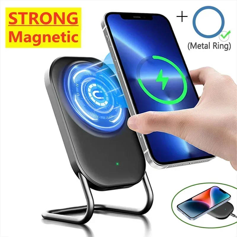 Magnetic Wireless Charger Stand Fast Charging Pad for iPhone 15 14 13 12 Pro Airpods Macsafe Phone Chargers Holder Dock Station