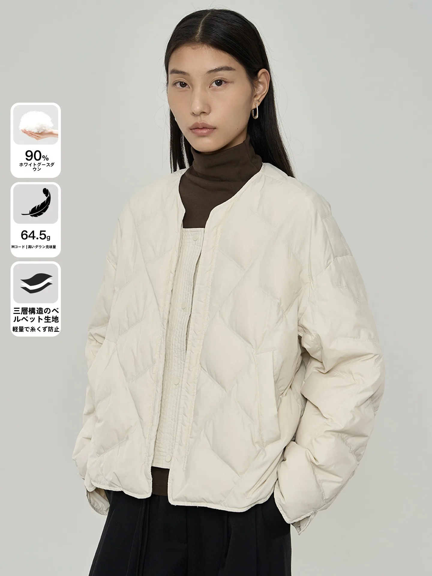 

Пуховик Dan Ran 90 из белого гусиного пуха, стеганый, женский, осенне-зимний, утепленный, на пуговицах, повседневный, свободный крой, теплый, нейлоновый