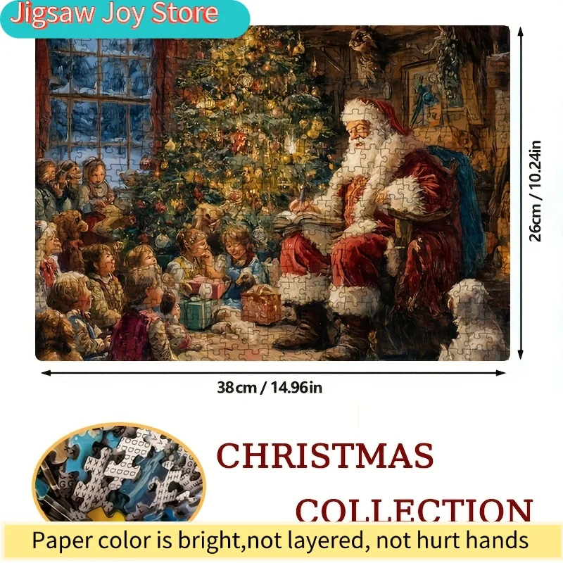 ปริศนา 500 ชิ้นสำหรับผู้ใหญ่ที่มีรูปซานต้า เหมาะสำหรับเกมปาร์ตี้และกิจกรรมต่างๆ โมเสกหลากสีสันสำหรับงานเทศกาลนี้มีขนาด 15