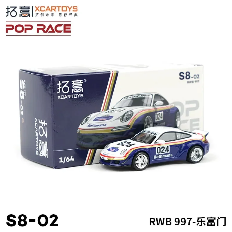 Модель автомобиля XCARTOYS POPRACE1/64 Porsche RWB997, Мокасины с рисунком на дверь, из сплава, литой под давлением, подарок для мальчиков.