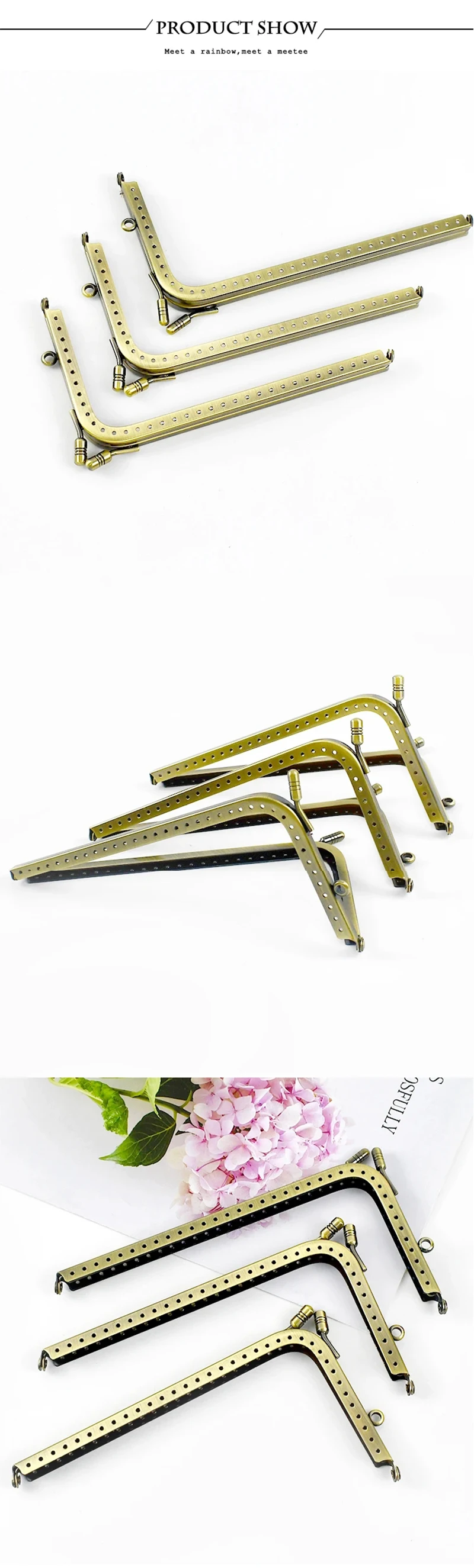 2/5Pcs Deepeel 12.5-18.5cm Glossy L-shaped Head Kiss Clasp Metal Purse Frame Handle DIY Handbag Coin Bags Hardware Accessories