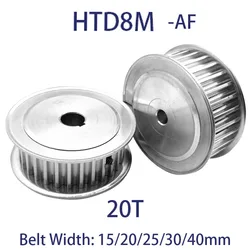 1Pcs HTD 8M AF Timing Pulley 20T Teeth Bore 8mm - 30mm Belt Width 15/20/25/30/40mm 8M Aluminum Alloy Transmission Belt Pulley