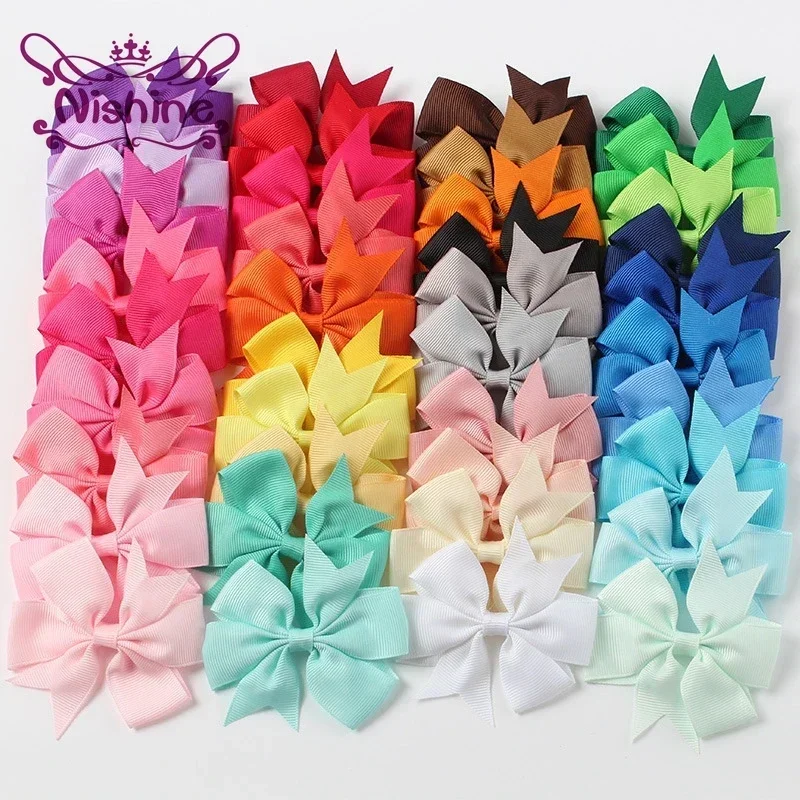 30pcs/lot Women Ribbon Bows Clips Baby Girls Bowknot Hairpin Boutique Kids Children Headwear Gift Set Hair Accessories