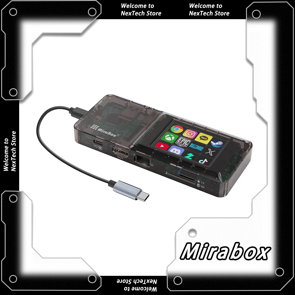 

MiraBox H1 Visual Docking Station Typec L Stream Dec 8-in-1 HUB Network Port Docking Station Custom Button with Console