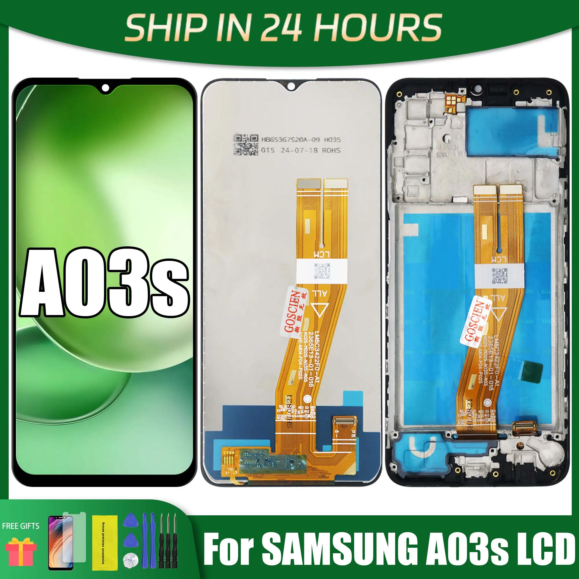 Pantalla LCD de alta calidad de 6,5 pulgadas para SAMSUNG A03s A037F A037M A037G A037U A037W, conjunto de digitalizador de pantalla táctil